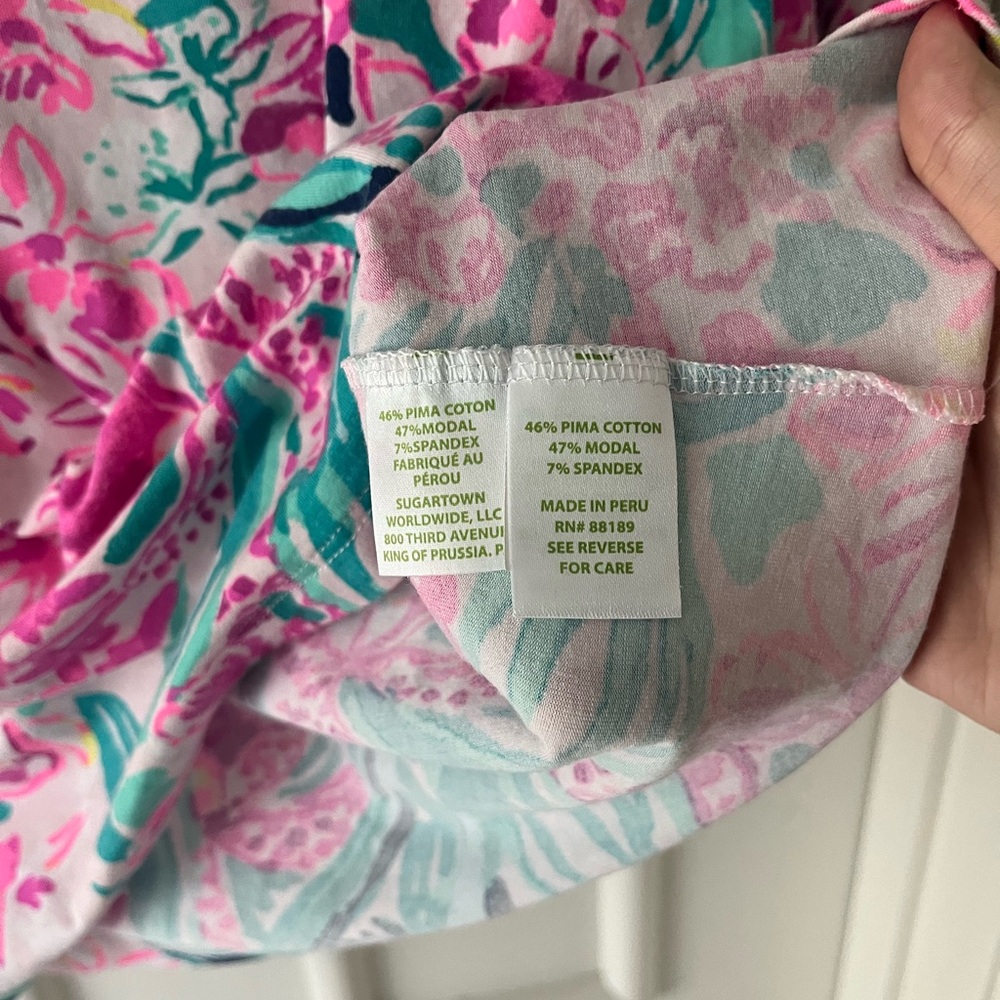 Lilly Pulitzer Tropical Aqua Pink Bell Sleeve Long Sleeve Shirt - Picture 2 of 4